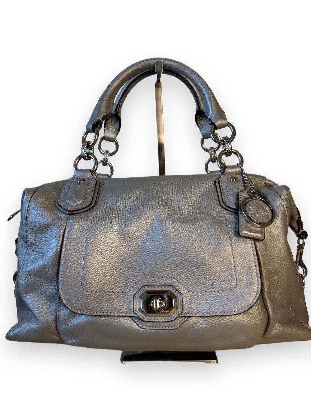 Coach Campbell Large Leather Turnlock Satchel - Picture 3 of 14